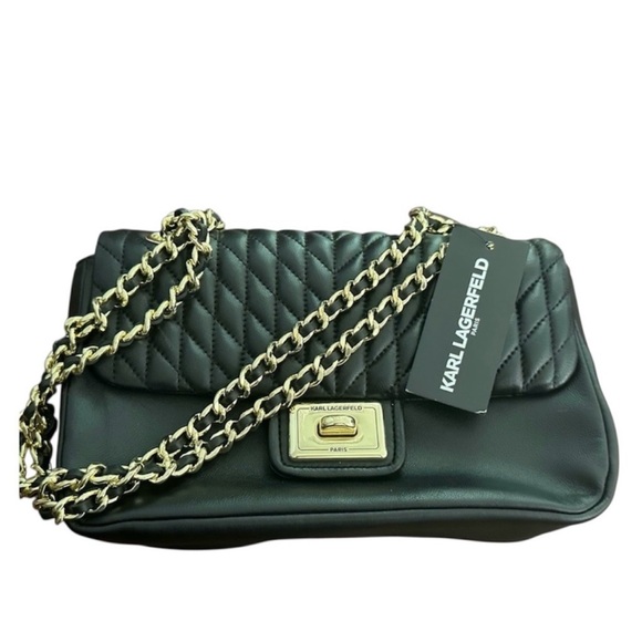 Karl Lagerfeld Handbags - Karl Lagerfeld Black Quilted Chain Shoulder Bag